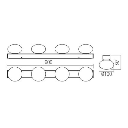 Redo 01-4311 - LED-vannitoa laelamp OVUM 4xLED/5W/230V 3000/4000K CRI 90 IP44 valge/must