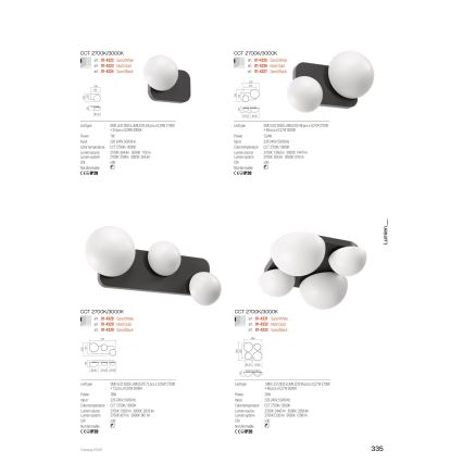 Redo 01-4333 - LED laelamp LUMIEN 4xLED/26W/230V 2700/3000K CRI 90 valge/must
