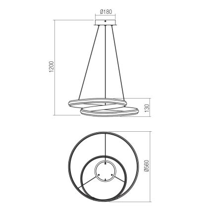 Redo 01-4360 - Hämardatav LED-rippvalgusti riputuskaabliga TORSION LED/40W/230V 2700/3000/4000K CRI 90, läbimõõt 56 cm, valge