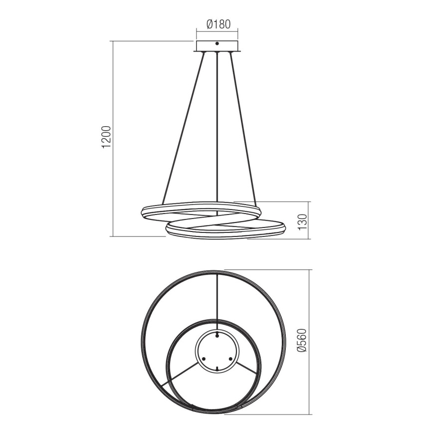Redo 01-4360 - Hämardatav LED-rippvalgusti riputuskaabliga TORSION LED/40W/230V 2700/3000/4000K CRI 90, läbimõõt 56 cm, valge