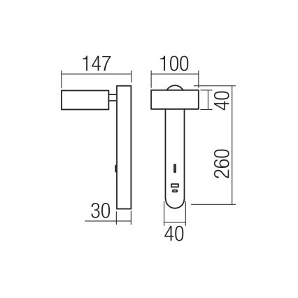 Redo 01-4640 - LED seinavalgusti SADES LED/6W/230V CRI 90 USB valge