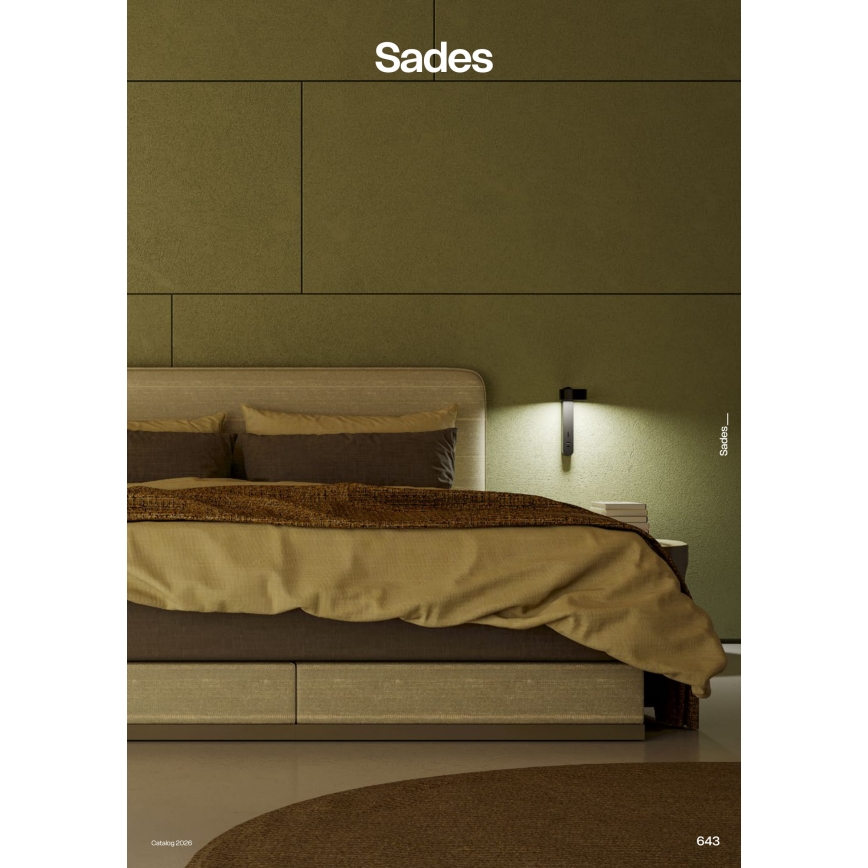 Redo 01-4643 - SADES seinavalgusti LED/6W/230V CRI 90 USB must