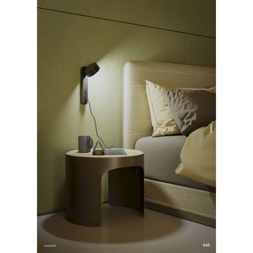 Redo 01-4643 - SADES seinavalgusti LED/6W/230V CRI 90 USB must