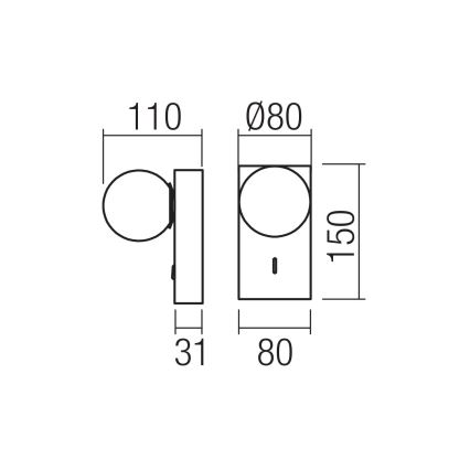 Redo 01-4658 - LED seinavalgusti NORMA LED/5W/230V CRI 90 USB valge/pronks
