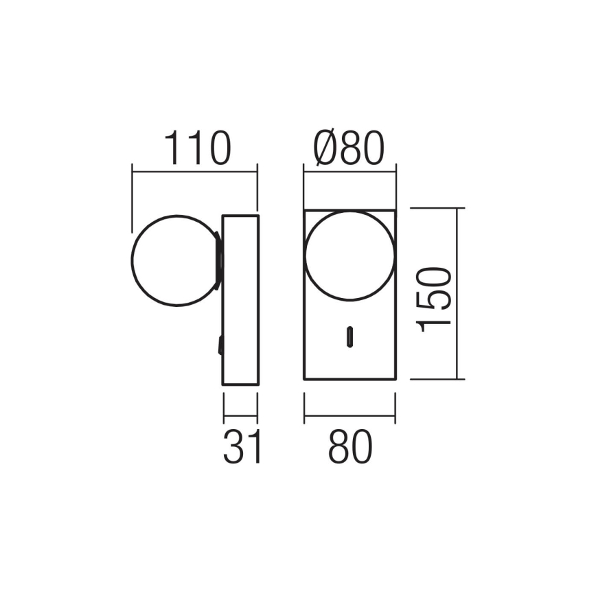 Redo 01-4659 - LED seinavalgusti NORMA LED/5W/230V CRI 90 USB valge/must