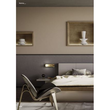 Redo 01-4661 - LED-seinavalgusti NORMA LED/5W/230V + LED/3W CRI 90 USB valge/kuldne