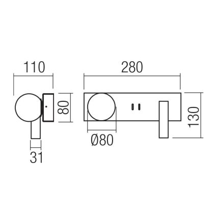Redo 01-4662 - LED seinavalgusti NORMA LED/5W/230V + LED/3W CRI 90 USB valge/pronksine