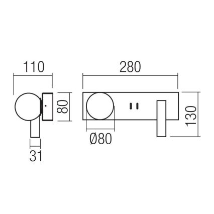Redo 01-4663 - NORMA LED-seinavalgusti LED/5W/230V + LED/3W CRI 90 USB valge/must