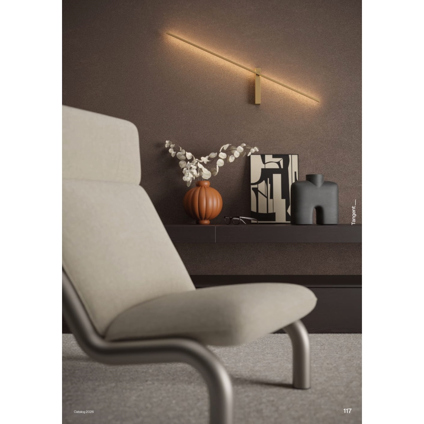 Redo 01-4672 - LED seinavalgusti TANGENT LED/6W/230V 2700/2850/3000K CRI 90 kuldne