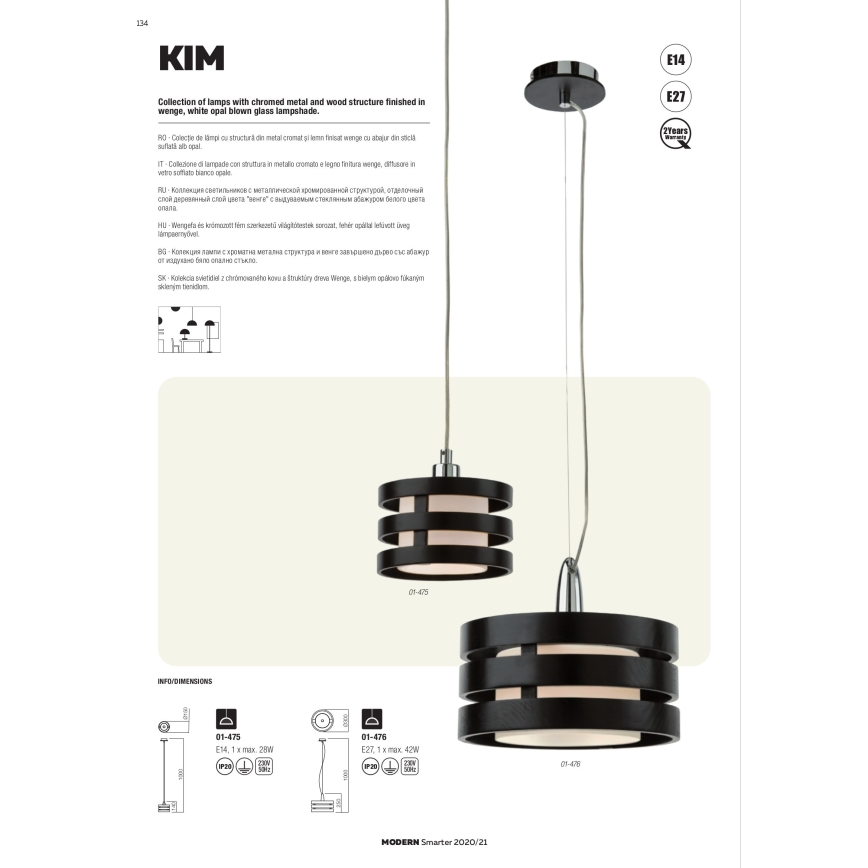 Redo 01-627 - Varrega lühter KIM 4xE14/28W/230V, läikiv kroom/must