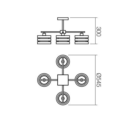 Redo 01-627 - Varrega lühter KIM 4xE14/28W/230V, läikiv kroom/must