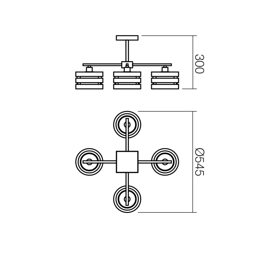 Redo 01-627 - Varrega lühter KIM 4xE14/28W/230V, läikiv kroom/must