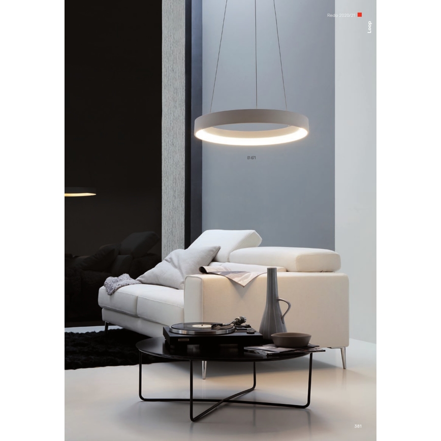 Redo 01-672 - LED Lühter LOOP LED/48W/230V d. 60 cm valge