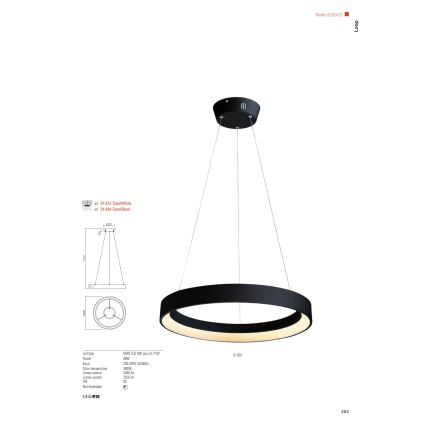 Redo 01-672 - LED Lühter LOOP LED/48W/230V d. 60 cm valge