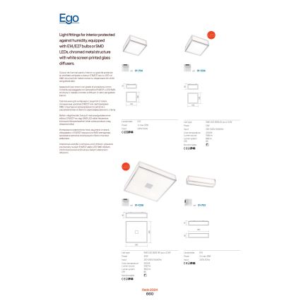 Redo 01-704 - Laevalgusti vannituppa EGO 1xE27/52W/230V 18x18 cm IP44