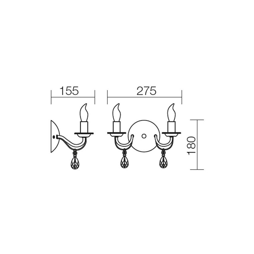 Redo 02-710 - Seinavalgusti FABIOLA 2xE14/28W/230V