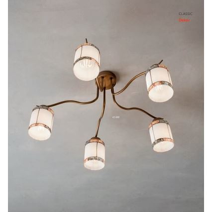 Redo 02-888 - Pinnale kinnitatav lühter DEKOR 5xE27/42W/230V d. 52,3 cm pronks