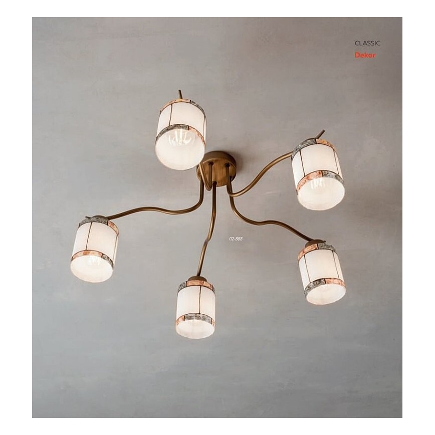 Redo 02-888 - Pinnale kinnitatav lühter DEKOR 5xE27/42W/230V d. 52,3 cm pronks