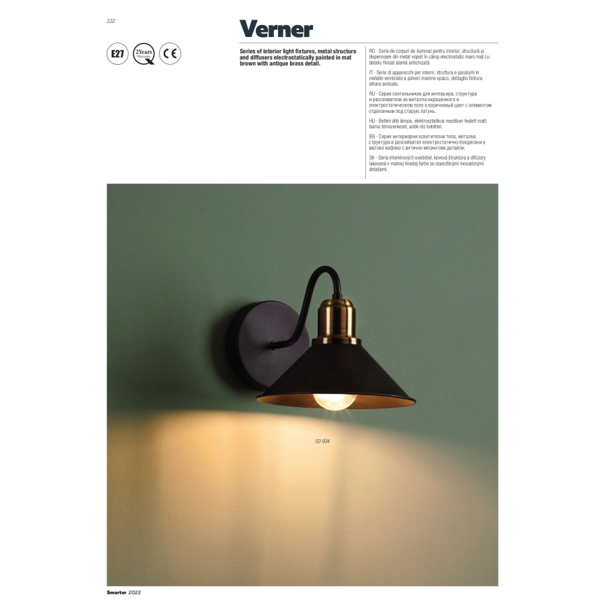 Redo 02-934 - Seinavalgusti VERNER 1xE27/42W/230V