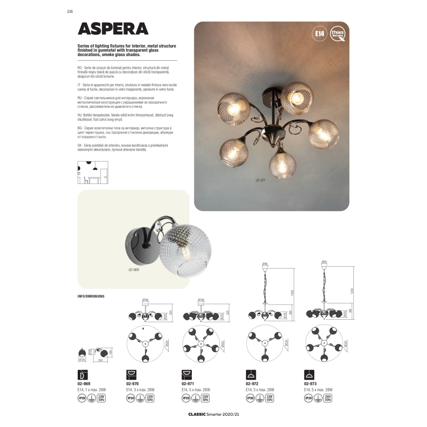 Redo 02-973 - Lühter ASPERA 5xE14/28W/230V must