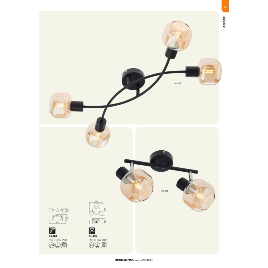 Redo 04-486 - Kohtvalgusti AMBER 4xE14/28W/230V