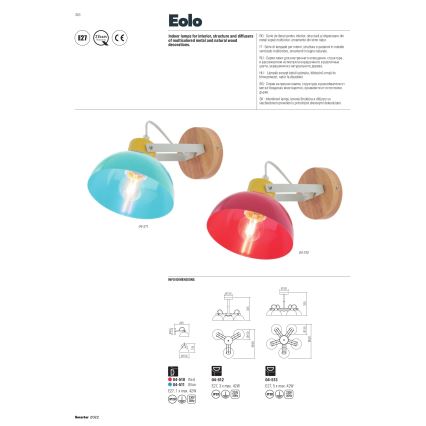 Redo 04-510 - Seinavalgusti lastele EOLO 1xE27/42W/230V