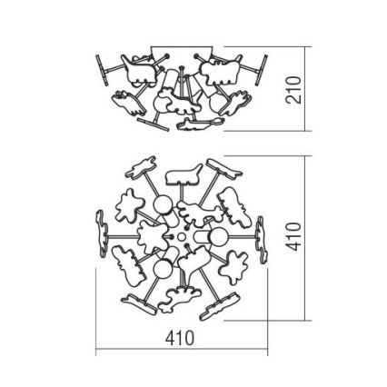 Redo 04-514 - Laste laelamp SAFARI 3xE14/28W/230V, läbimõõt 41 cm, mitmevärviline
