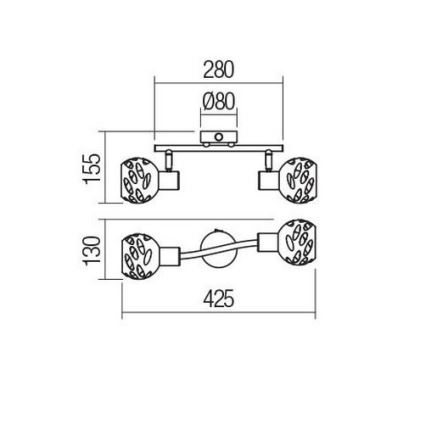 Redo 04-517 - Kohtvalgusti seinale TORN 2xE14/28W/230V