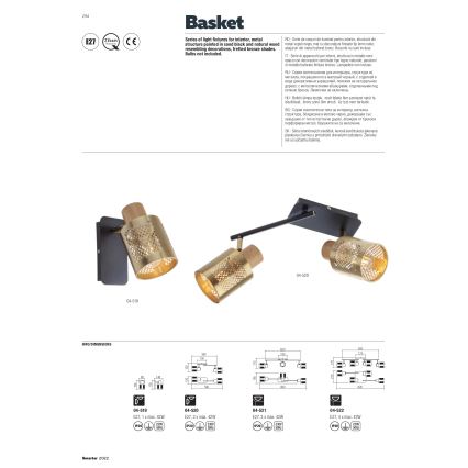 Redo 04-520 - Laevalgusti BASKET 2xE27/42W/230V pronks