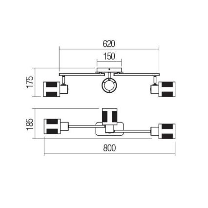 Redo 04-521 - Pinnale kinnitatav lühter BASKET 3xE27/42W/230V pronks