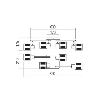 Redo 04-522 - Pinnale kinnitatav lühter BASKET 4xE27/42W/230V pronks