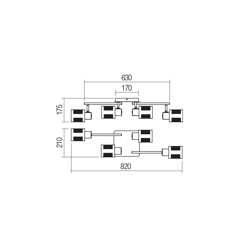 Redo 04-522 - Pinnale kinnitatav lühter BASKET 4xE27/42W/230V pronks