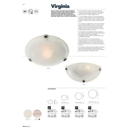 Redo 05-391 - Laelamp VIRGINIA 2xE27/42W/230V Ø 40 cm, kreemivärvi