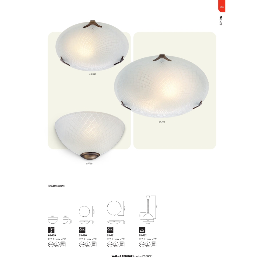 Redo 05-759 - Seinavalgusti SPIRA 1xE27/42W/230V