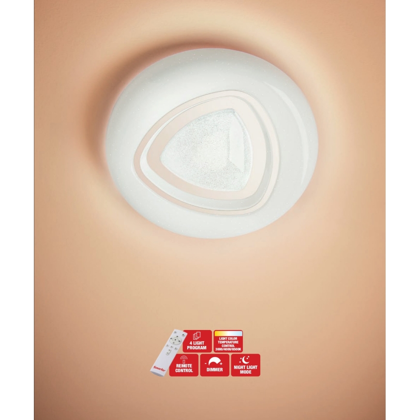 Redo 05-919 - GALAX LED hämardatav laelamp, 48 W / 230 V, 3000–6500 K, Wi‑Fi (Tuya), läbimõõt 48 cm, valge + kaugjuhtimispult