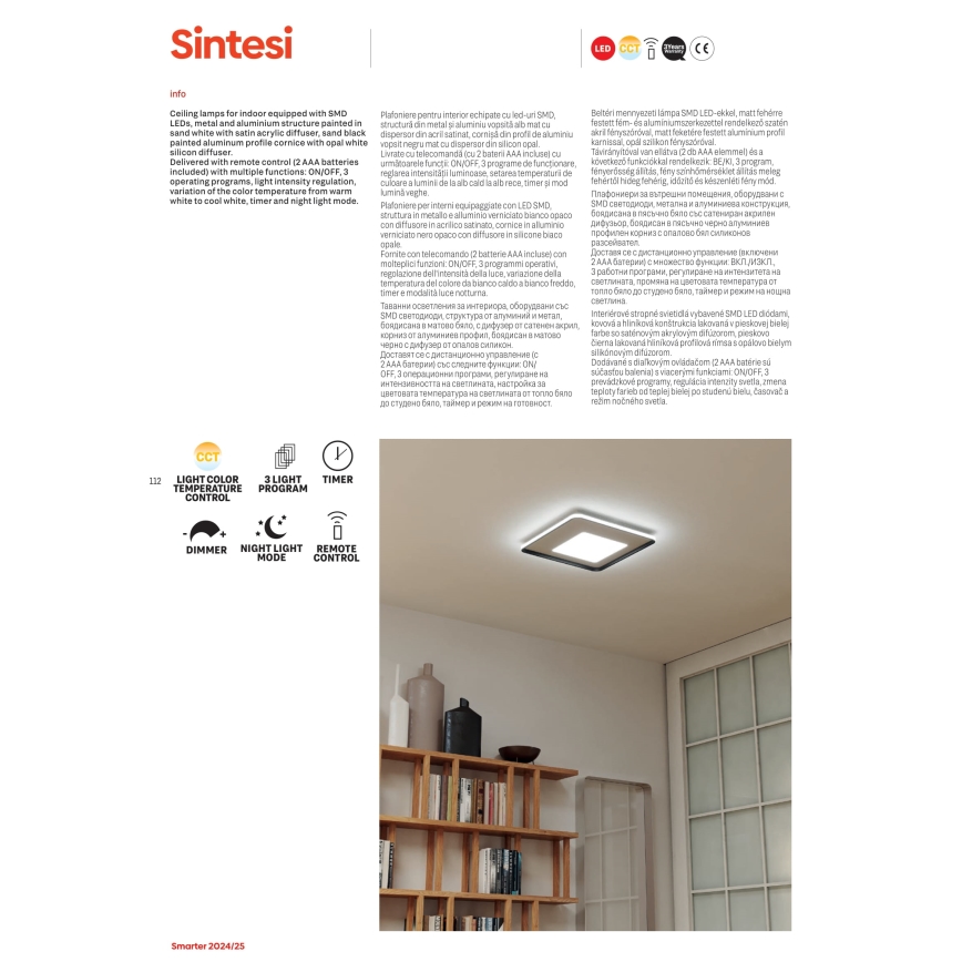 Redo 05-959 - LED Hämardatav laevalgusti SINTESI LED/45W/230V d. 45 cm 3000-6000K + kaugjuhtimispult