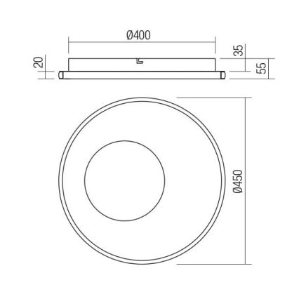 Redo 05-959 - LED Hämardatav laevalgusti SINTESI LED/45W/230V d. 45 cm 3000-6000K + kaugjuhtimispult