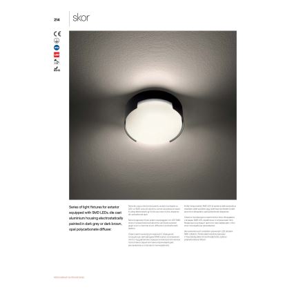 Redo 90004 - LEd Väli laevalgusti SKOR LED/12W/230V d. 15 cm IP54 pruun