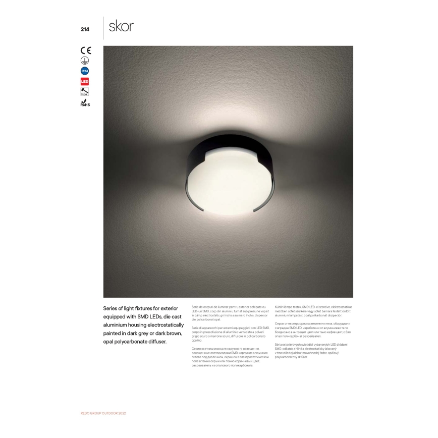 Redo 90004 - LEd Väli laevalgusti SKOR LED/12W/230V d. 15 cm IP54 pruun