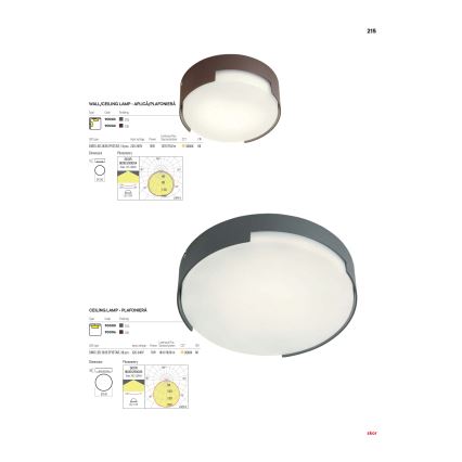 Redo 90004 - LEd Väli laevalgusti SKOR LED/12W/230V d. 15 cm IP54 pruun