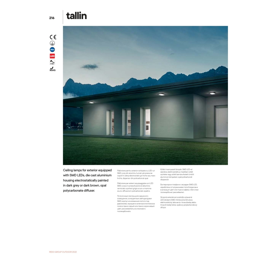 Redo 90008 - LEd Väli laevalgusti TALLIN LED/21W/230V 24,5x24,5 cm IP54 pruun