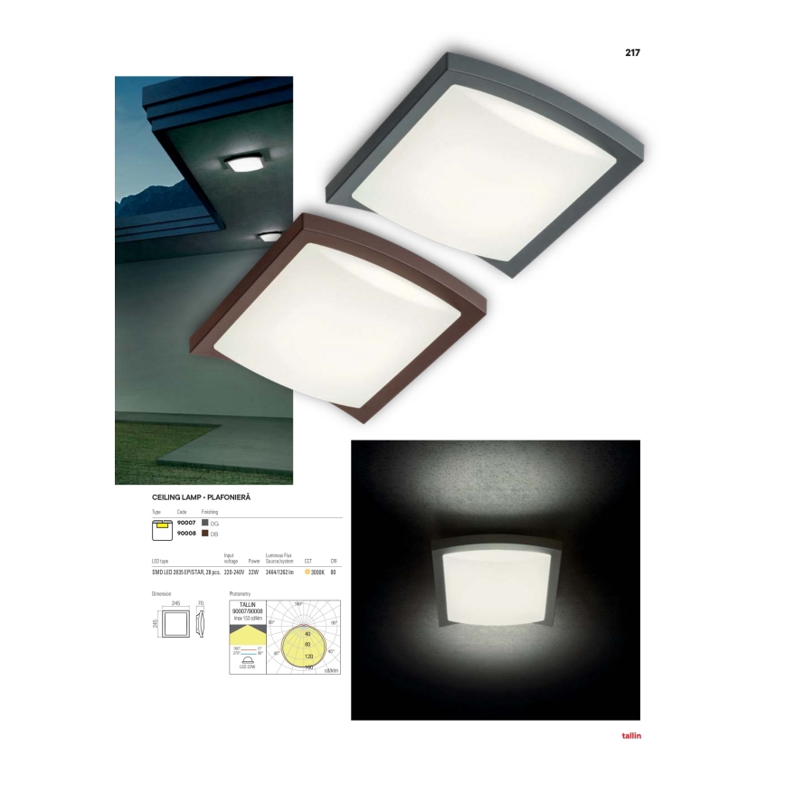 Redo 90008 - LEd Väli laevalgusti TALLIN LED/21W/230V 24,5x24,5 cm IP54 pruun