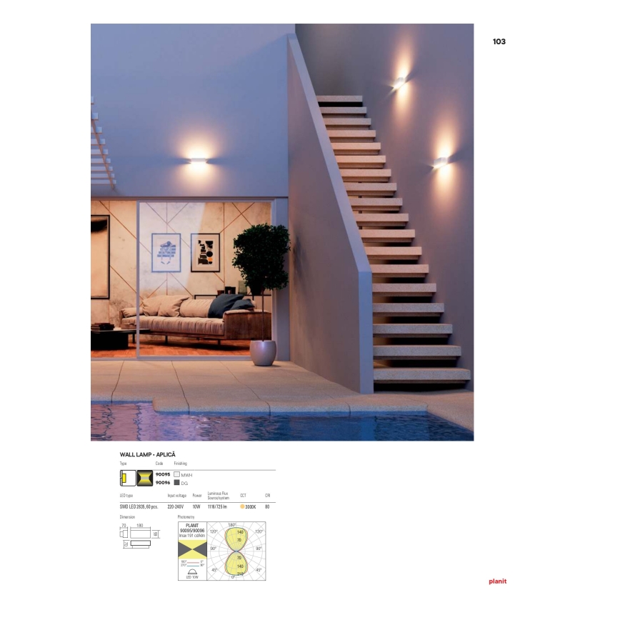 Redo 90096 - LED-välisseinavalgusti PLANIT LED/10W/230V 3000K IP54 antratsiit