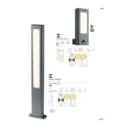 Redo 90125 - LED välisvalgusti DOLMEN LED/12,44W/230V IP54 antratsiit