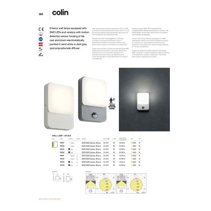 Redo 90129 - LED-seinavalgusti õue COLIN 1xLED/9W/230V IP54