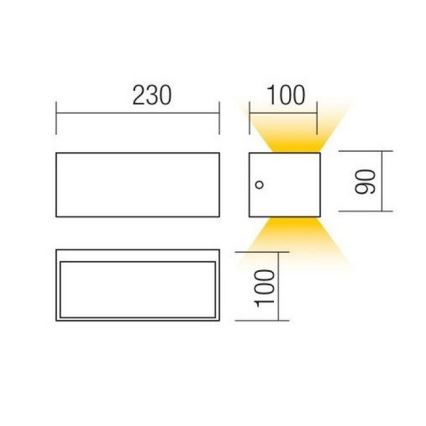 Redo 90154 - LED Seinavalgusti õue LAMPRIS 1xLED/12W/230V IP65