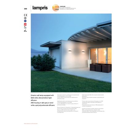 Redo 90154 - LED-välisseinale mõeldud seinavalgusti LAMPRIS LED/12W/230V IP65