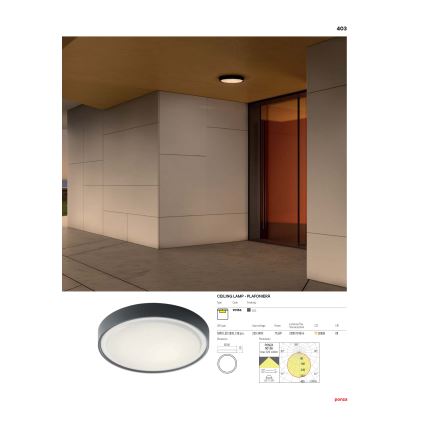 Redo 90156 - LEd Väli laevalgusti PONZA LED/18W/230V d. 30 cm IP65