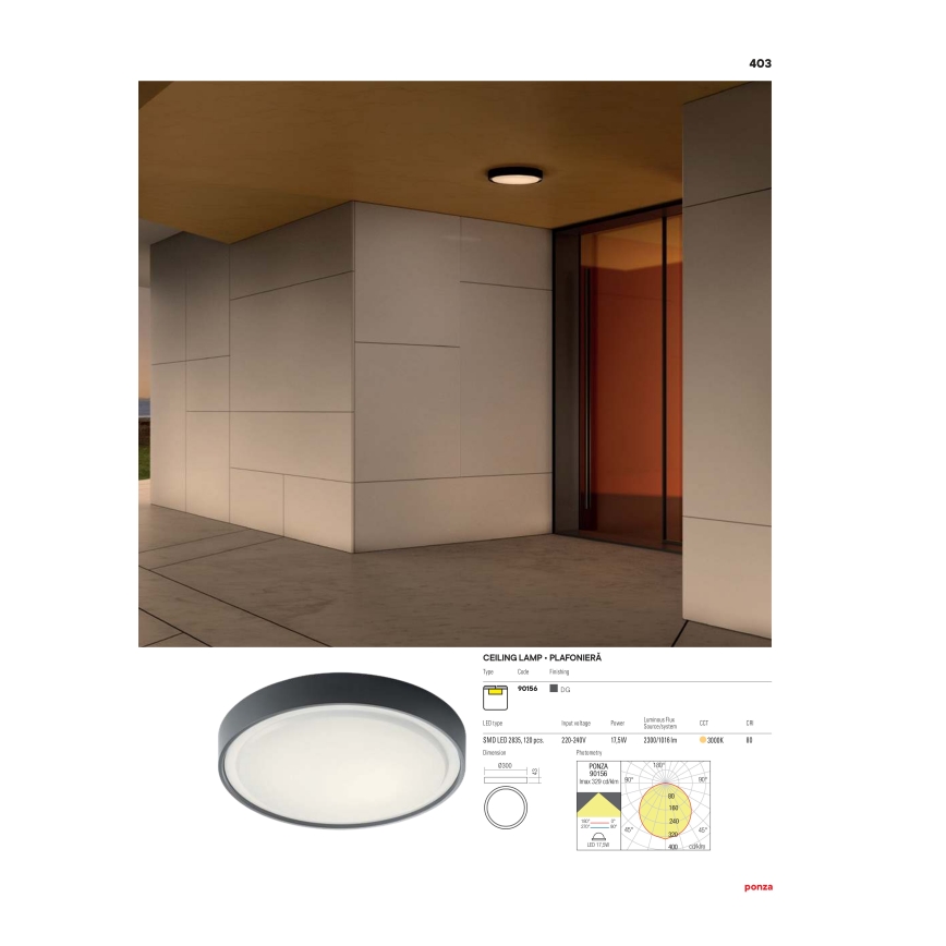 Redo 90156 - LEd Väli laevalgusti PONZA LED/18W/230V d. 30 cm IP65
