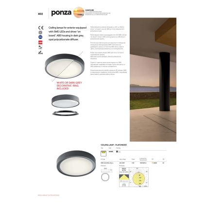 Redo 90156 - LEd Väli laevalgusti PONZA LED/18W/230V d. 30 cm IP65